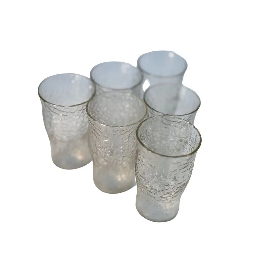 6 crackled glass mini glasses